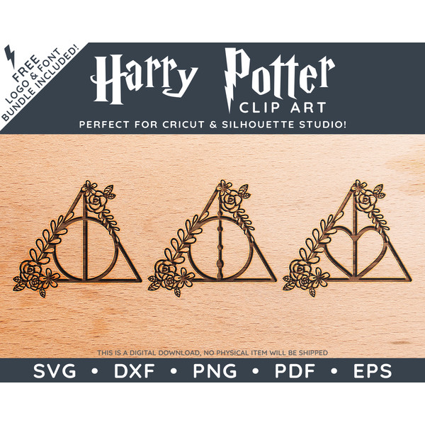 Harry Potter Floral Deathly Hallows by SVG Studio Thumbnail4.png