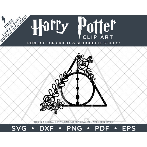 Harry Potter Floral Deathly Hallows by SVG Studio Thumbnail7.png