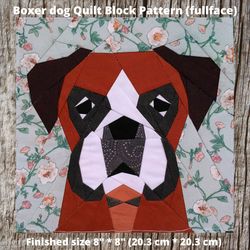 Boxer dog Quilt Block PDF Pattern 1 (fullface)