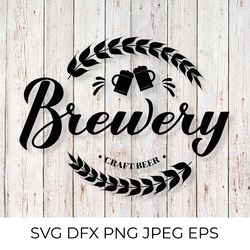 brewery calligraphy hand lettering svg. round label