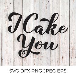 I Cake You calligraphy lettering. Cake day quote SVG