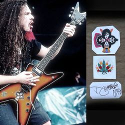 Dimebag Darrell THINK-Weed Dean ML guitar stickers plus vinyl autograph