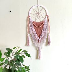 Macrame dreamcatcher with ninepointed star, Boho wall hanging, macrame wall decor, room decoration
