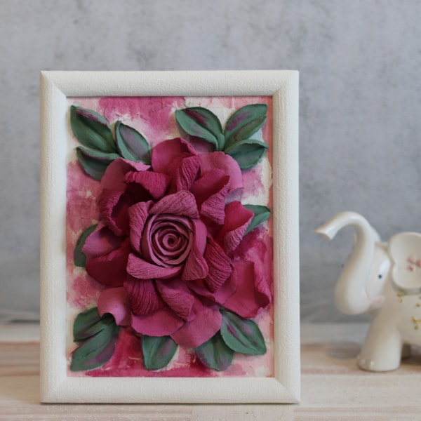 Plaster Roses Decor White framed rose, decorative plaster flower, sculpture pain | Inspire ...