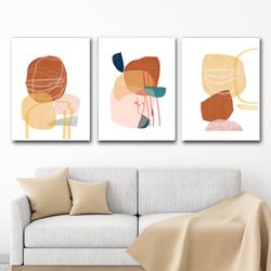 Modern Abstract Art 3 Piece Prints Printable Wall Art Rust Art Abstract Geometric Set Of 3 Posters Large Art Triptych