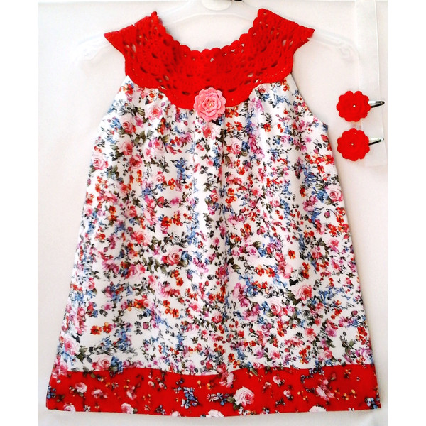 Summer Cotton Dress, Spring Dress Outfit, Handmade Sleeveless Dress, Crochet Cotton Top, Floral Print Dress.jpg