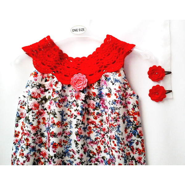 Summer Cotton Dress, Spring Dress Outfit, Handmade Sleeveless Dress, Crochet Cotton Lace Top, Floral Print Dress.jpg