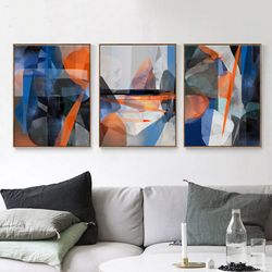 Abstract Set Of 3 Triptych Modern Art Abstract Posters 3 Piece Prints Printable Wall Art Orange Art Interior Decor