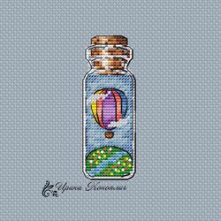 balloon cross stitch pattern, bottle cross stitch pattern, cute cross stitch pattern, modern cross stitch pattern