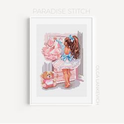 Little Fashion Girl cross stitch pattern PDF and Saga