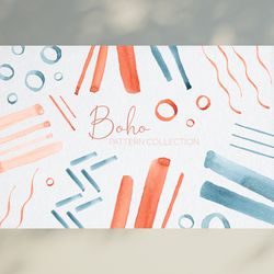 Watercolor Abstract Boho Seamless Pattern / Boho Digital Paper Pack / Scrapbook Paper / Hand drawn / JPG / PNG