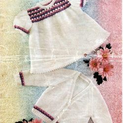 Digital | Vintage crochet dress and jacket for girls | Knit children's jersey | Knitting for children | Knitwear | PDF