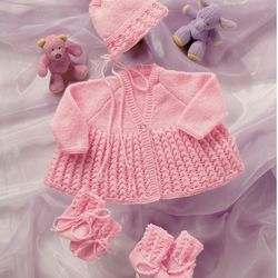 Digital | Crochet coat, hat, booties, mittens for girls | Knit children's jersey | Knitting for babies | Knitwear | PDF