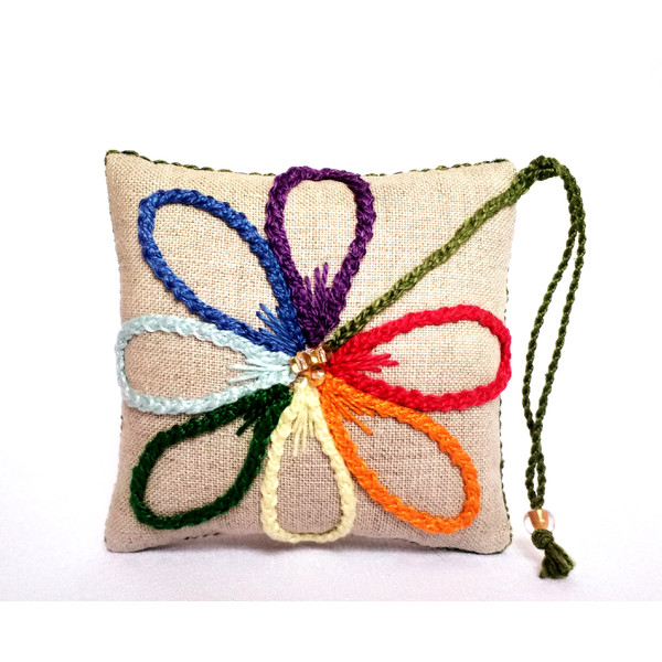 Rainbow Crochet Flower, Handmade Pincushion, Needles Storage, LGBT Pin Cushions Gift, Pride Decorative Pillows, Gift for Quilters.jpg