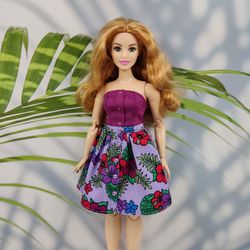 Barbie curvy clothes burgundy top