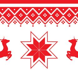 Red nordic pattern with deer