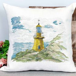 Lighthouse gifts cross stitch pattern PDF Sea Embroidery design Birthday gift Beginner needlepoint chart
