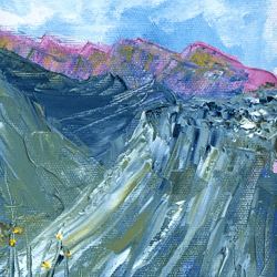 California Mountain Landscape Original Art 8 by 6