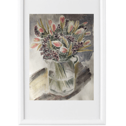 Pink tulips in vase original watercolour painting wall art flowers modern painting hand painted paper size 7x9 inches