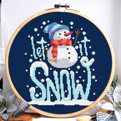 Snowman cross stitch pattern, Let it snow cross stitch, Cross stitch quote, Funny Christmas cross stitch, Digital PDF