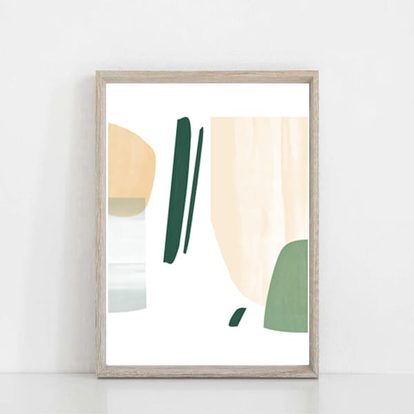 Geometric Poster Abstract Triptych Green Yellow Art Modern A - Inspire ...