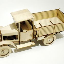 PM-Lab Self-Assembly Wooden Construction Model Kit 1:18 of USSR cargo truck AMO F-15