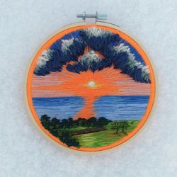 Embroidered picture "Sunset in Bali"