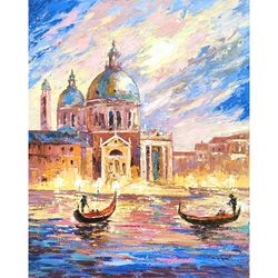 Venice Painting Italy Cityscape Original Oil Painting Sunset in Venice Original Artwork 20x16 inch by Kiklevich