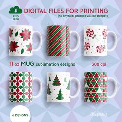 Christmas Ornaments Bundle, 11oz Mug Sublimation Designs, PNG JPEG Digital Download