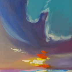 sunset painting original art oil painting impasto picture wall decor art