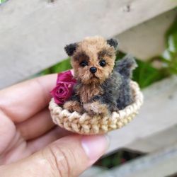 Miniature realistic Yorkshire Terrier ooak yorkie puppy doll pet friend custom dog dollhouse miniature handmade mini toy