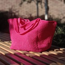 Summer Bag. Beach Bag. Big bag. Crochet Bag. Handmade bag. Travel One-Shoulder Portable Shopping Bag
