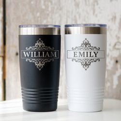 Personalized engraved Monogram tumbler cups Laser engraved cup Custom name insulated mug Customized travel mugs 20oz