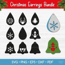 Christmas Earrings SVG Bundle for Crafters, Christmas Jewelry Template