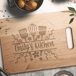Personalized cutting board Kitchen monogram Custom engraved chopping board Kitchen decor Grandma gift for her