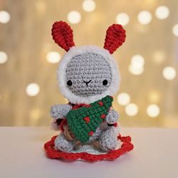 Pattern crochet bunny. Christmas bunny. Christmas decor. Xmas decor.