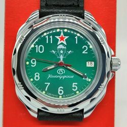 Vostok Komandirskie 2414 Airborne Forces Green dial 211307 Brand new Men's mechanical watch