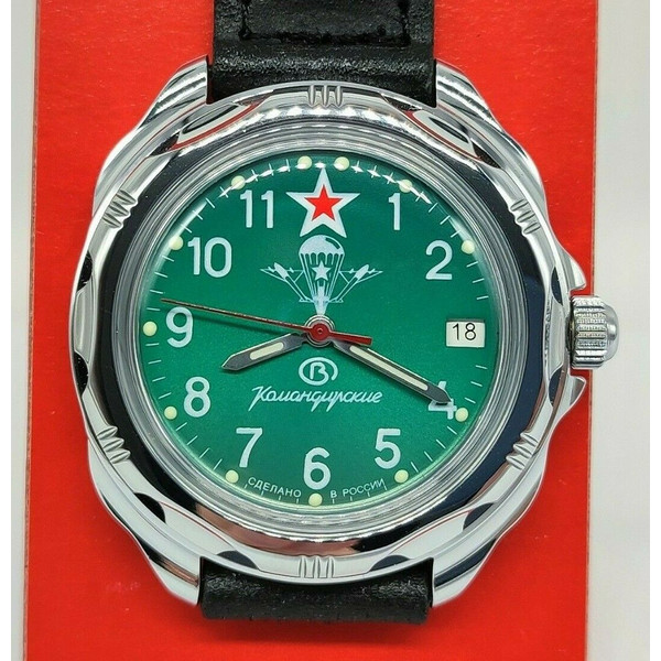 mechanical-watch-Vostok-Komandirskie-Airborne-Forces-Green-dial-211307-1