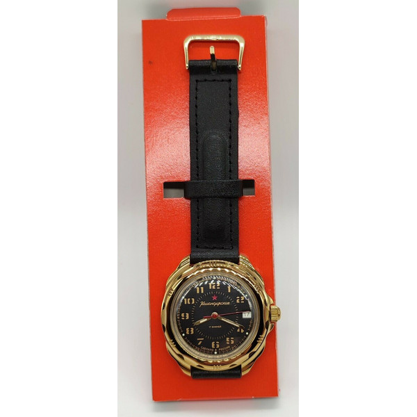Gold-mechanical-watch-Vostok-Komandirskie-black-dial-219123-3