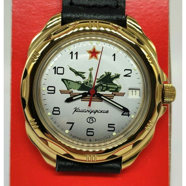 Vostok-Komandirskie-Gold-mechanical-watch-Combined-Arms-219823-1