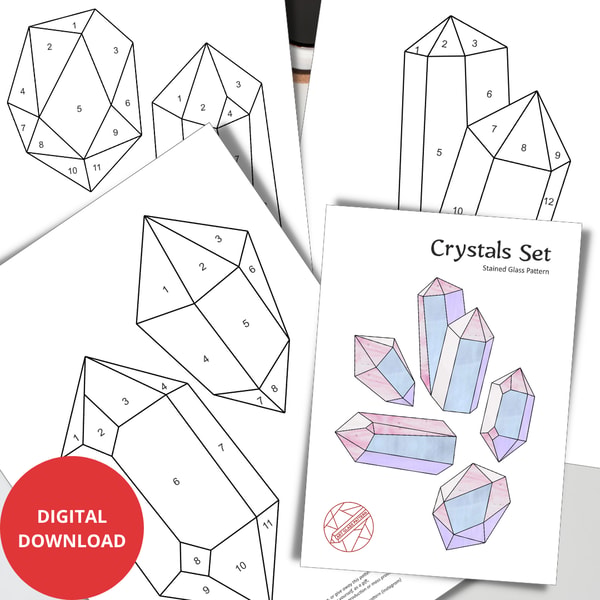 Simple Crystal Pattern Set of 5 Stained Glass Crystal Patterns, Stained Glass Sunca | Inspire ...