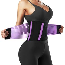 Women Slimming Workout Compression Double Belt Sweat Trainer(Black)