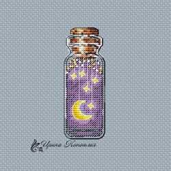stars cross stitch pattern, night cross stitch pattern, modern crossstitch pattern in pdf, cute cross stitch pattern