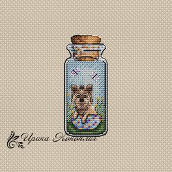 yorkshire terrier girl cross stitch pattern, animals cross stitch pattern, gift cross stitch pattern, modern