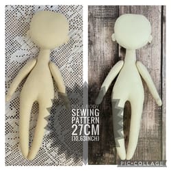 Doll body pattern 34cm (13.39 inch), rag doll sewing pattern - Inspire ...
