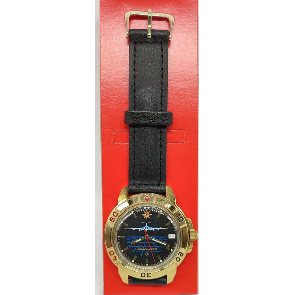 Gold-mechanical-watch-Vostok-Komandirskie-Airplane-Civil-Aviation-439499-3