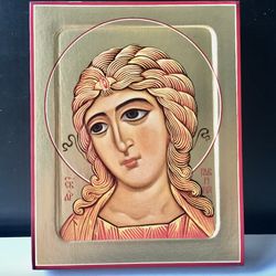 Archangel Gabriel (Angel with Golden Hair) Guardian Angel | High quality Serigraph icon on wood | Size: 6,2" x 5,0"