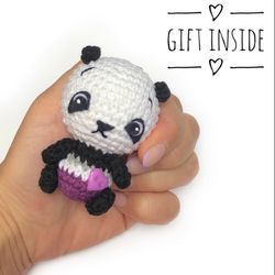 Asexual panda plush | Asexual pride | Asexual crochet | Ace pride | Ace plush | Mini panda plush