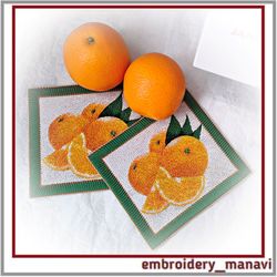 Embroidery design in the hoop photostitch oranges in a frame