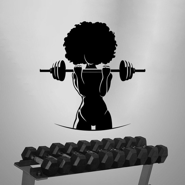 Afro Girl African Barbell Gym Fitness Crossfit Coach Sport Sticker